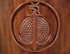 Pair 2 Mahogany Genuine Black Leather Swivel Barstools