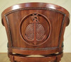 Pair 2 Mahogany Genuine Black Leather Swivel Barstools
