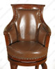 Mahogany Genuine Brown Leather Swivel Barstools Pair (2)