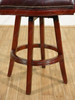 Solid Mahogany Burgundy Leather Upholstered Swivel Bar Stool