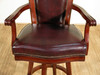 Solid Mahogany Burgundy Leather Upholstered Swivel Bar Stool