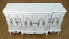 Solid Mahogany 4-Door White Buffet Sideboard Server