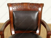 Solid Mahogany Leather Upholstered Arm Chair w/ Casters