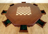 5pc Mahogany Poker/Game Table Set w/ 4 Leather Chairs