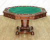 5pc Mahogany Poker/Game Table Set w/ 4 Leather Chairs