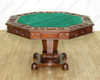 5pc Mahogany Poker/Game Table Set w/ 4 Leather Chairs