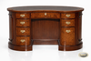Burl Mahogany Kidney Shape Desk w/ Leather