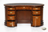Burl Mahogany Kidney Shape Desk w/ Leather