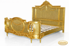 Antiqued Gold Leaf & Rattan Regency Bed