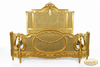 Antiqued Gold Leaf & Rattan Regency Bed