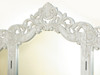 Distressed White French Rococo Vanity Dresser w/ Trifold Mirror