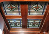 8ft Carved Mahogany Corner Canopy Bar w/ Stained Glass