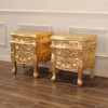 Gold Leaf Rococo 3 Drawer Nightstand / Bedside Table / Chest