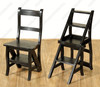 Solid Mahogany Rustic Distressed Black Ladder Chair Library Step Stool