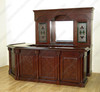 9.5ft Solid Mahogany Home Pub Bar w/ Lead Glazed Stained Glass