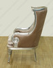 Antiqued Silver Leaf Finish Upholstered Accent Wingback Arm Chair