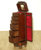 Mahogany Vintage Replica 5 Drawer Jewelry Storage Chest Armoire