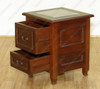 Solid Mahogany 2 Drawer End Side Table w/ Glass Top