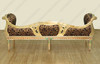 7ft Antiqued Gold Upholstered Bed Bench Chaise