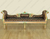 7ft Antiqued Gold Upholstered Bed Bench Chaise