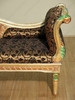 7Ft Antiqued Gold Upholstered 3 Seat Settee Chaise Bench