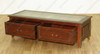 5ft Distressed Walnut 2 Drawer Rectangular Coffee Table w/ Glass Top