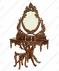 Walnut French Rococo Make-up Vanity w/ Stool