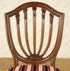 Pair of 2 Solid Mahogany Hepplewhite Shield Back Striped Side Chairs