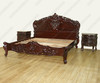 3 PC Dark Mahogany King Panel Bed w/ 2 Nightstands Bed Set