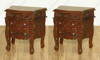 Pair 2 Solid Mahogany Rococo Nightstands / Bedside Tables / Chests