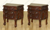 Dark Walnut Rococo 3 Drawer Carved Nightstands / Bedside Table (2)s / Chests