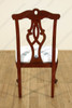 Pair 2 Cherry Chippendale Occasional Accent Side Chairs w/ Cream Fabric