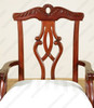 Pair 2 Cherry Chippendale Occasional Accent Arm Chairs w/ Cream Fabric