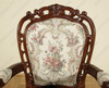 Pair of 2 Dark Mahogany Occasional Arm Chairs w/ Floral Upholstery