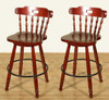 Vintage  Pair of 2 Cherry Spindle Back Swivel Bar Stools 29H