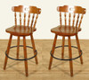 Vintage  Pair of 2 Oak Spindle Back Swivel Bar Stools 29H