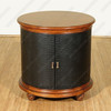 Round Faux Croc Leather Design Nightstand Bedside Table