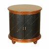 Round Faux Croc Leather Design Nightstand Bedside Table