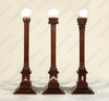 Set of 3 Dark Mahogany Carved Masonic Columns w/ Marble Spheres