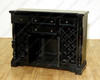 Distressed Black 4 Drawer Liquor Home Wine Bar Rack Cabinet