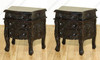 Black Distressed Rococo Carved Nightstands (2)