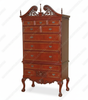 Cherry Inlaid Chippendale Tall Boy Chest Dresser