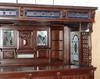 Dark Mahogany Canopy Pub Bar w leaded Stained Glass Doors