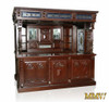 Dark Mahogany Canopy Pub Bar w leaded Stained Glass Doors