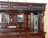 8.5ft Dark Mahogany Canopy Pub Bar w leaded Stained Glass Doors