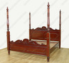 Cherry Inlay Carved Four Post Bed