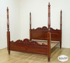 Cherry Louis Style Inlaid Four Post Bed