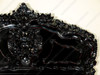 Black Distressed French Rococo Carved Panel Bed