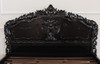 Black Distressed French Rococo Panel Bed w/ Satin Finish