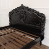 Black Distressed French Rococo Panel Bed w/ Satin Finish